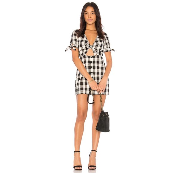 NWT 🌟 Bec & Bridge Gingham Tie Mini Dress - Picture 2 of 5